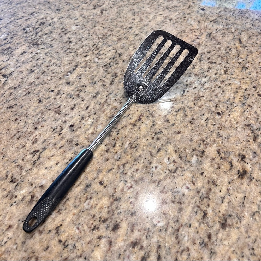 Vintage EKCO 13.5”‎ Slotted Spatula Chromium Plated USA w/ Nylon Handle